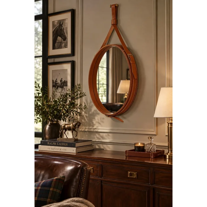 Adnet Leather Mirror - 4