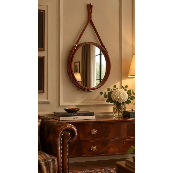 Adnet Leather Mirror - 2