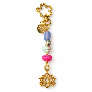 Lotus Dream Natural Stone Lotus Charm Keychain - 1