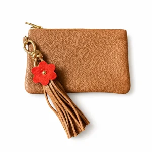 Red Blossom Genuine Leather Clutch Bag - 1