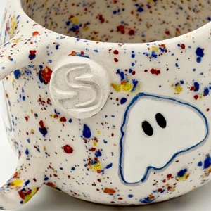 Handmade Ceramic Confetti Ghosts Mug - 6