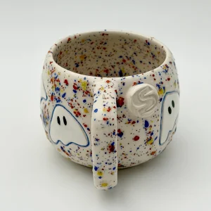 Handmade Ceramic Confetti Ghosts Mug - 3