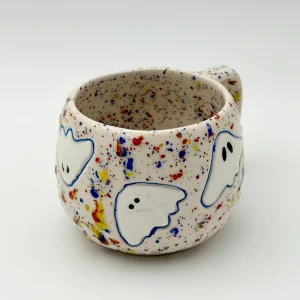 Handmade Ceramic Confetti Ghosts Mug - 2