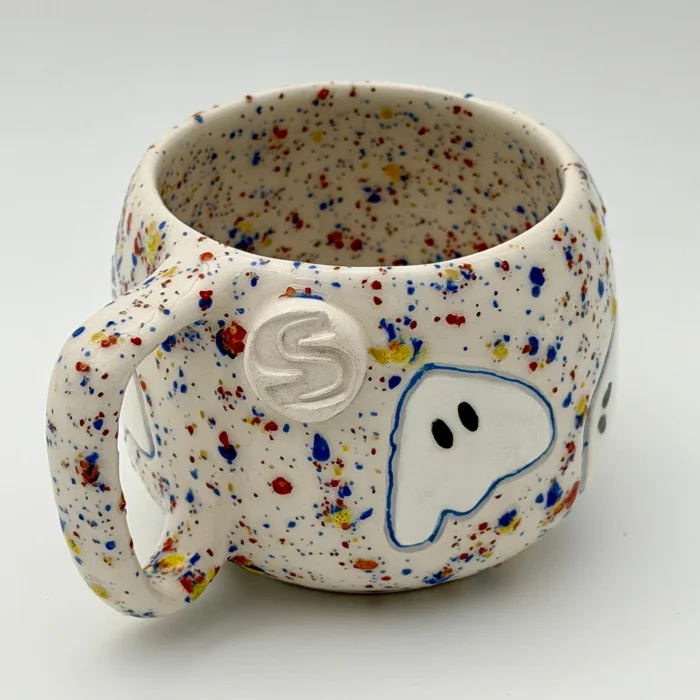 Handmade Ceramic Confetti Ghosts Mug - 4