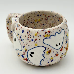 Handmade Ceramic Confetti Ghosts Mug - 1