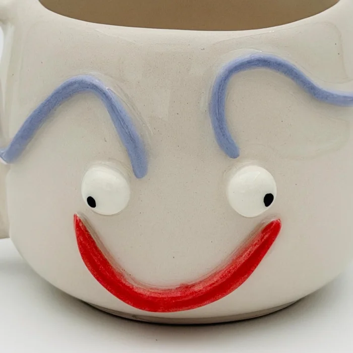 Handmade Relief Face Ceramic Mug - 4