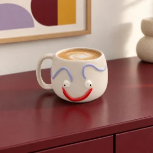Handmade Relief Face Ceramic Mug - 3