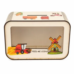 Farm Dreams Çiftlik Temalı Şeffaf Ahşap Kumbara - 1