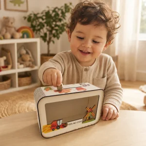 Farm Dreams Çiftlik Temalı Şeffaf Ahşap Kumbara - 2