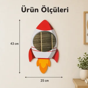 Space Rocket Dekoratif Duvar Aynası - 3