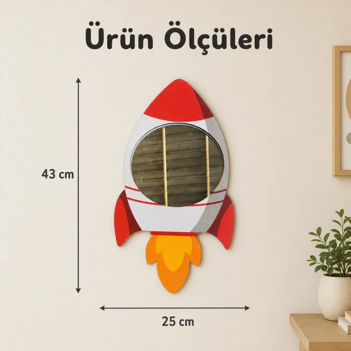 Space Rocket Dekoratif Duvar Aynası - 3
