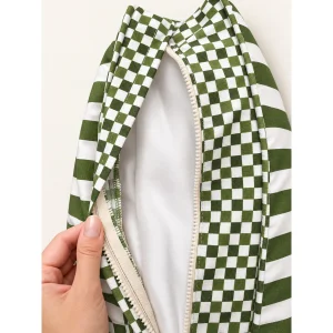 Striped Checkered Green Pet Bed - 3