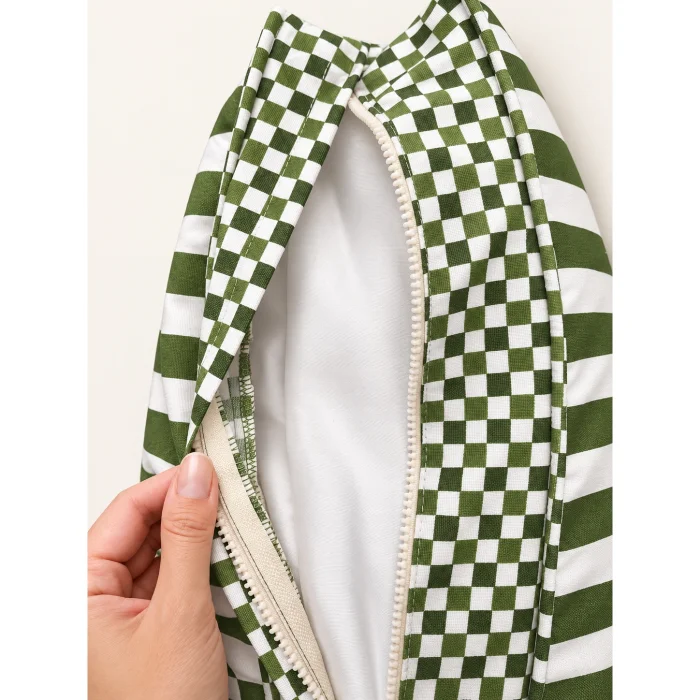 Striped Checkered Green Pet Bed - 3