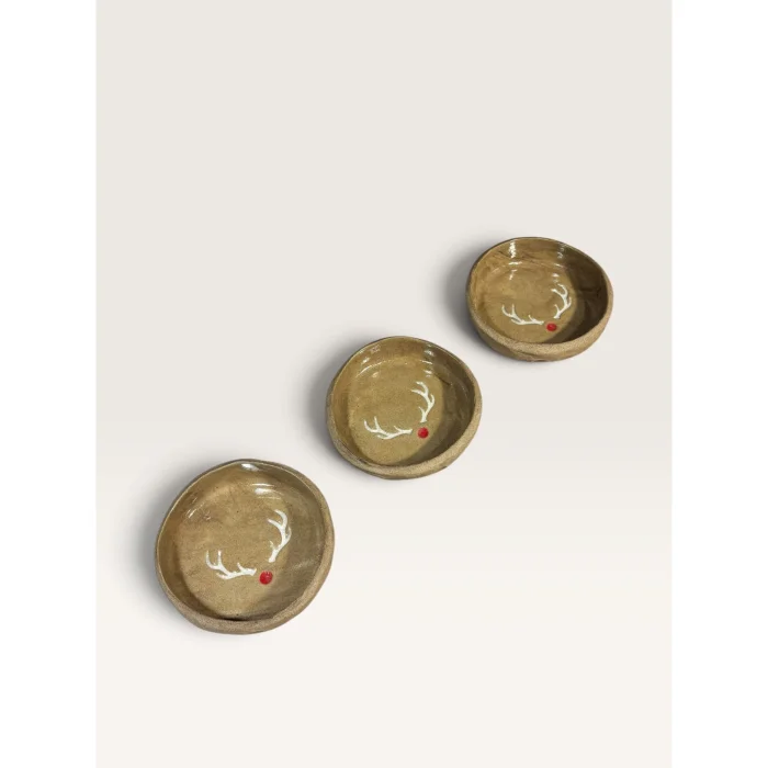 Handmade Rudolph Ceramic Bowl Set of 3 - 4