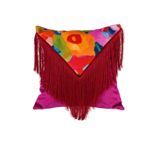 Blossom Tasseled Velvet Cushion - 1