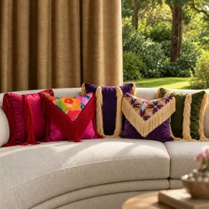 Blossom Tasseled Velvet Cushion - 3