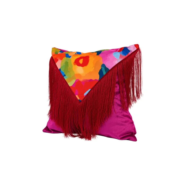 Blossom Tasseled Velvet Cushion - 2