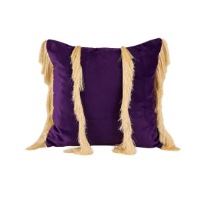 Purple Velvet Tasseled Cushion - 1