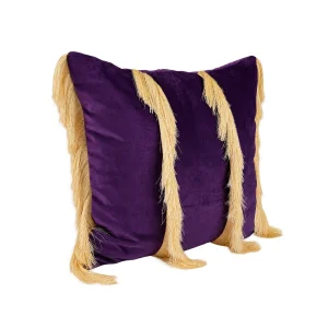 Purple Velvet Tasseled Cushion - 2