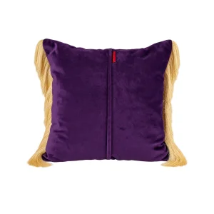 Purple Velvet Tasseled Cushion - 3
