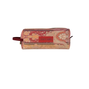 Terracota Paisley Leather Large Makeup Bag - 2
