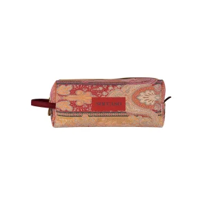 Terracota Paisley Leather Large Makeup Bag - 3