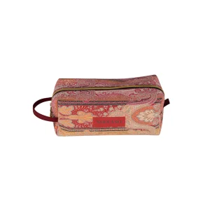 Terracota Paisley Leather Large Makeup Bag - 1