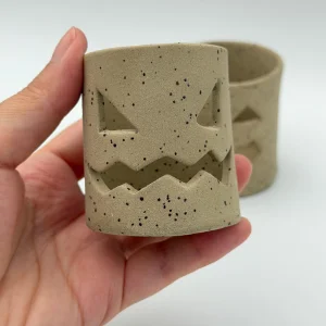 Halloween Ghost Speckled Stoneware Candle Holder Set - 7