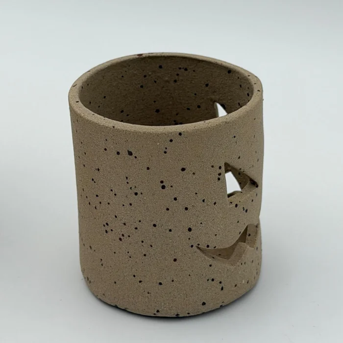 Halloween Ghost Speckled Stoneware Candle Holder Set - 5