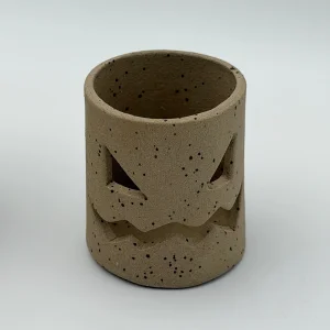 Halloween Ghost Speckled Stoneware Candle Holder Set - 4