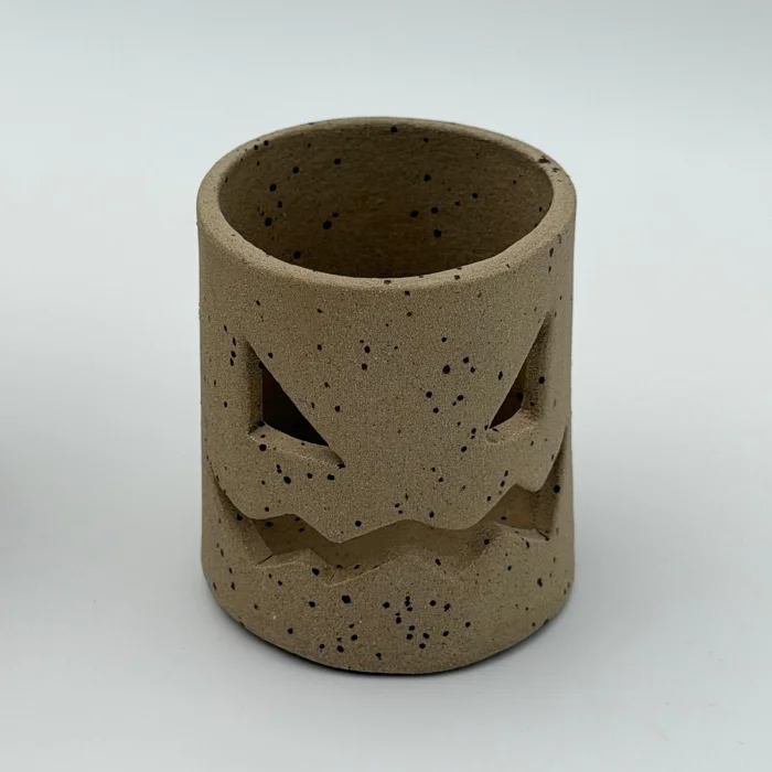 Halloween Ghost Speckled Stoneware Candle Holder Set - 4