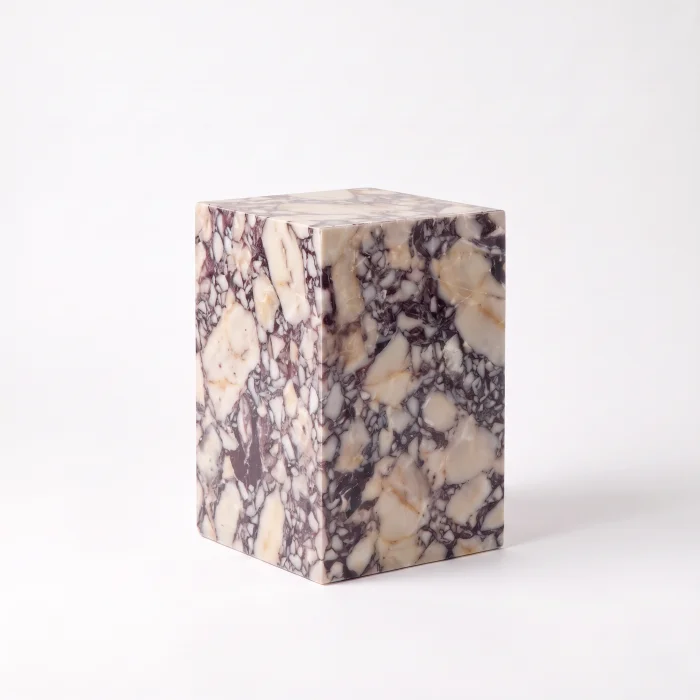 Afyon Menekşe Marble Cube Side Table - 2
