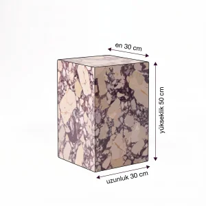 Afyon Menekşe Marble Cube Side Table - 7
