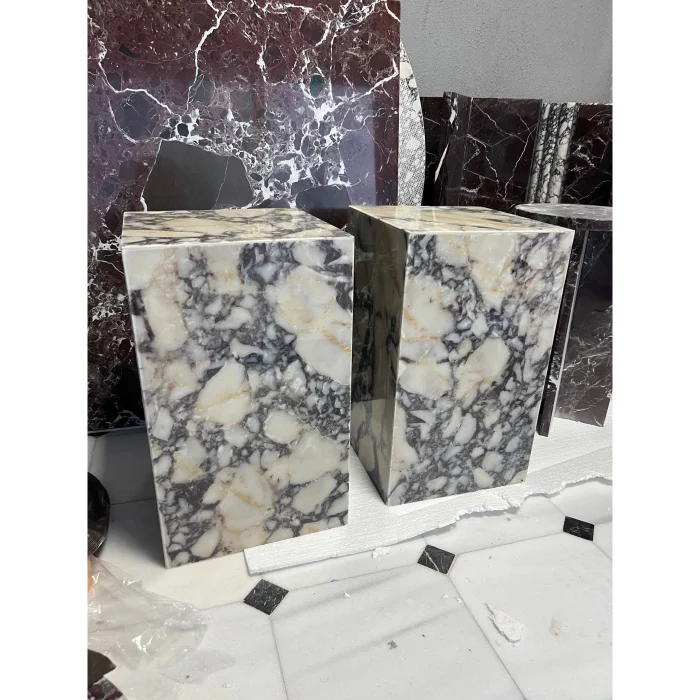 Afyon Menekşe Marble Cube Side Table - 6