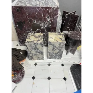 Afyon Menekşe Marble Cube Side Table - 5