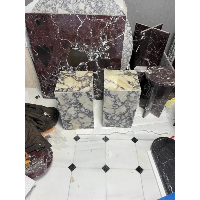 Afyon Menekşe Marble Cube Side Table - 5