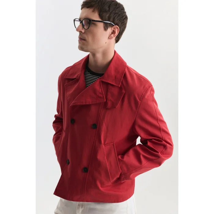 Crop Fit Red Men's Trench Coat - 6