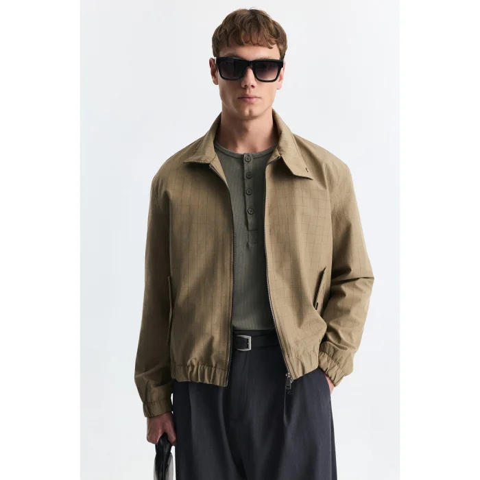 Checked High Neck Jacket - 2