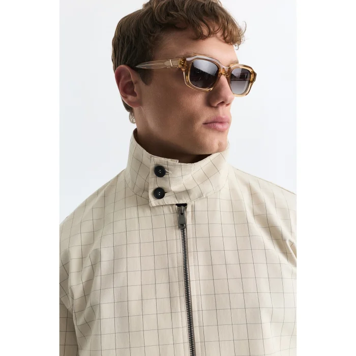Check High Neck Jacket - 4
