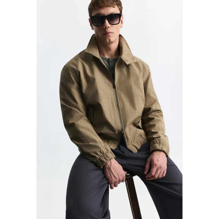Checked High Neck Jacket - 5