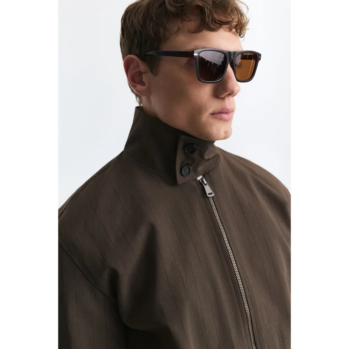 Checkered Stand-up Collar Jacket - 5