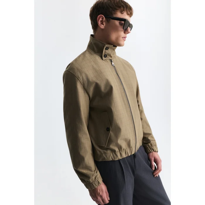 Checked High Neck Jacket - 3