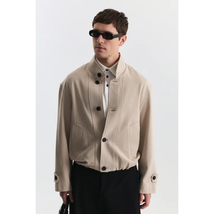 Lyocell Blend High Neck Jacket - 2