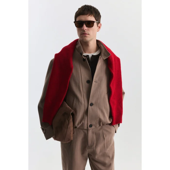 Lyocell Blend Stand Collar Jacket - 5