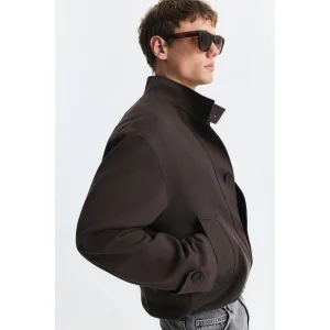 Lyocell-Blend Stand Collar Jacket Brown - 4