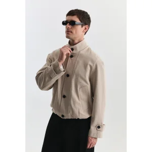 Lyocell Blend Stand-Up Collar Jacket - 3