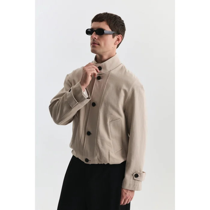 Lyocell Blend High Neck Jacket - 3
