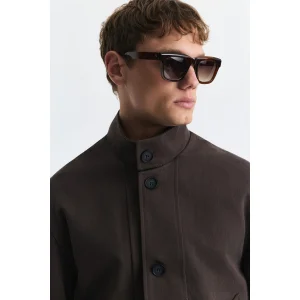Lyocell-Blend Stand Collar Jacket Brown - 5