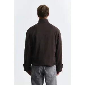 Lyocell-Blend Stand Collar Jacket Brown - 2
