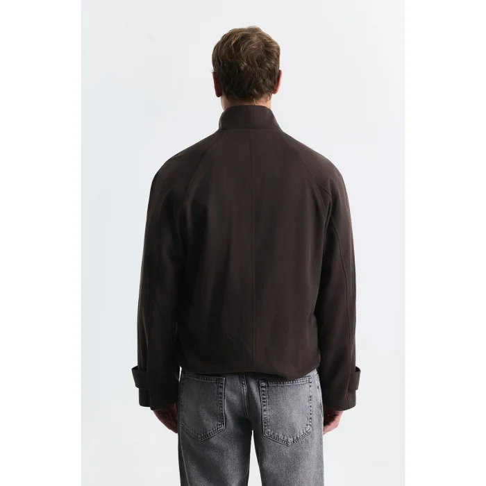 Lyocell-Blend Stand Collar Jacket Brown - 2